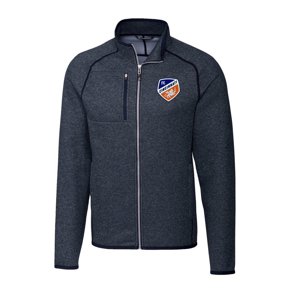  FC Cincinnati Cutter & Buck Mainsail Sweater-Knit Full-Zip Jacket - Heather Navy